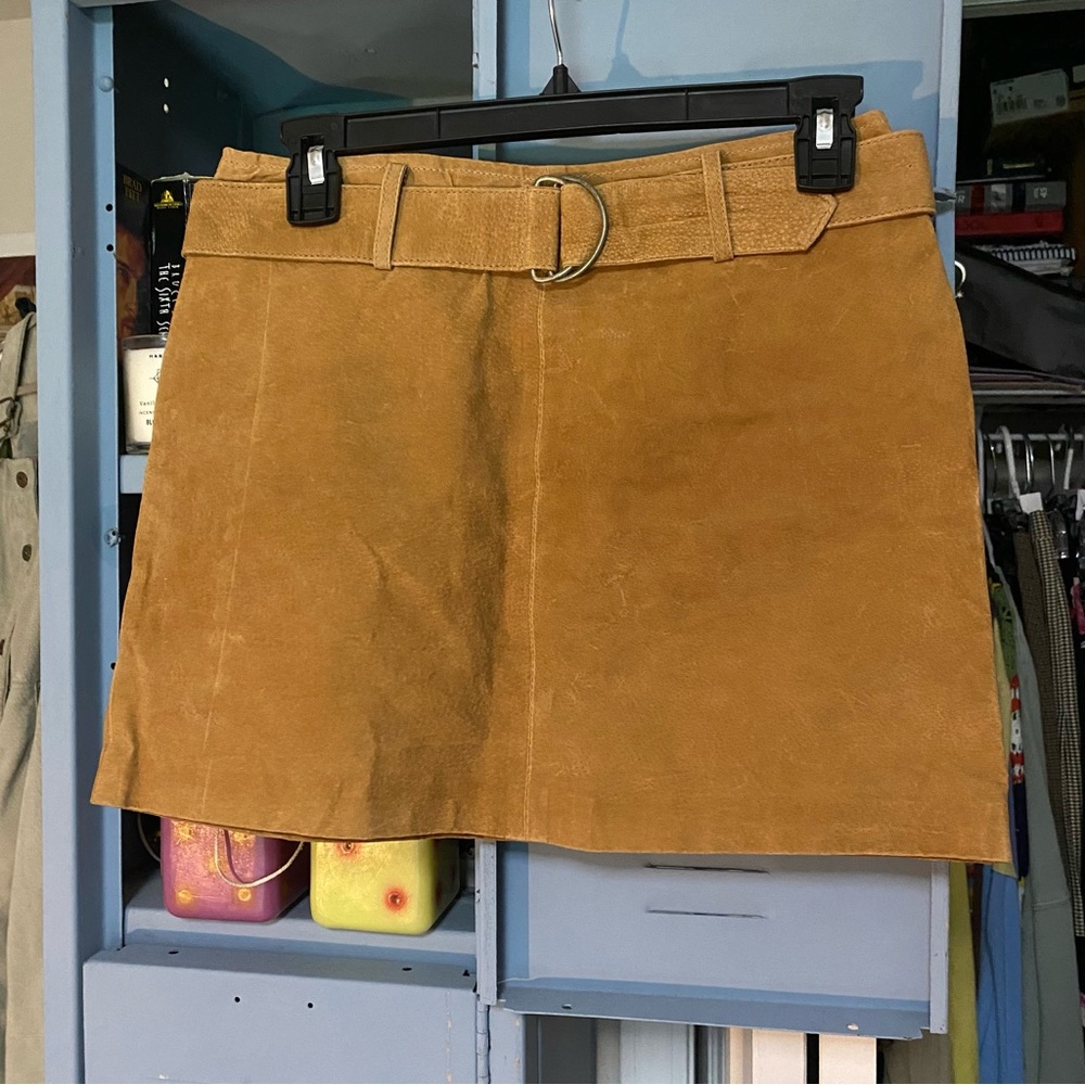 Vintage, Suede, Camel Mini Skirt